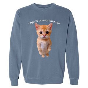 Rage Is Consuming Me Silly Staring Cat Meme Garment-Dyed Sweatshirt