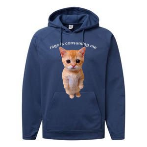 Rage Is Consuming Me Silly Staring Cat Meme Performance Fleece Hoodie