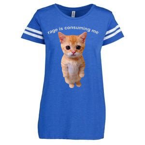 Rage Is Consuming Me Silly Staring Cat Meme Enza Ladies Jersey Football T-Shirt