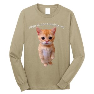 Rage Is Consuming Me Silly Staring Cat Meme Long Sleeve Shirt