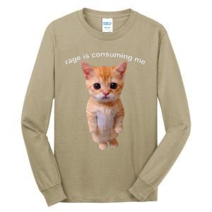 Rage Is Consuming Me Silly Staring Cat Meme Tall Long Sleeve T-Shirt