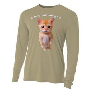 Rage Is Consuming Me Silly Staring Cat Meme Cooling Performance Long Sleeve Crew