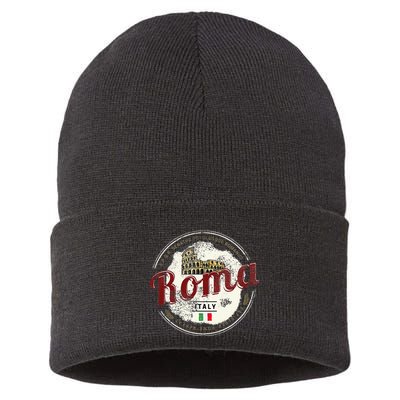 Rome Italy Colosseum Vintage Souvenir Sustainable Knit Beanie