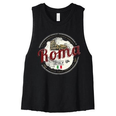 Rome Italy Colosseum Vintage Souvenir Women's Racerback Cropped Tank