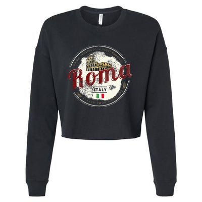 Rome Italy Colosseum Vintage Souvenir Cropped Pullover Crew