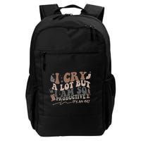 Retro I Cry A Lot But I Am So Productive Funny Trending Meme Backpack