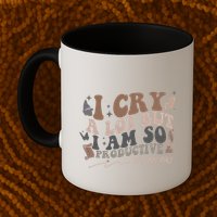 Retro I Cry A Lot But I Am So Productive Funny Trending Meme Mug