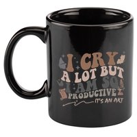 Retro I Cry A Lot But I Am So Productive Funny Trending Meme 11oz C Handle Ceramic Mug
