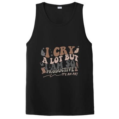 Retro I Cry A Lot But I Am So Productive Funny Trending Meme PosiCharge Competitor Tank