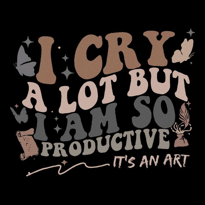 Retro I Cry A Lot But I Am So Productive Funny Trending Meme Cropped Pullover Crew