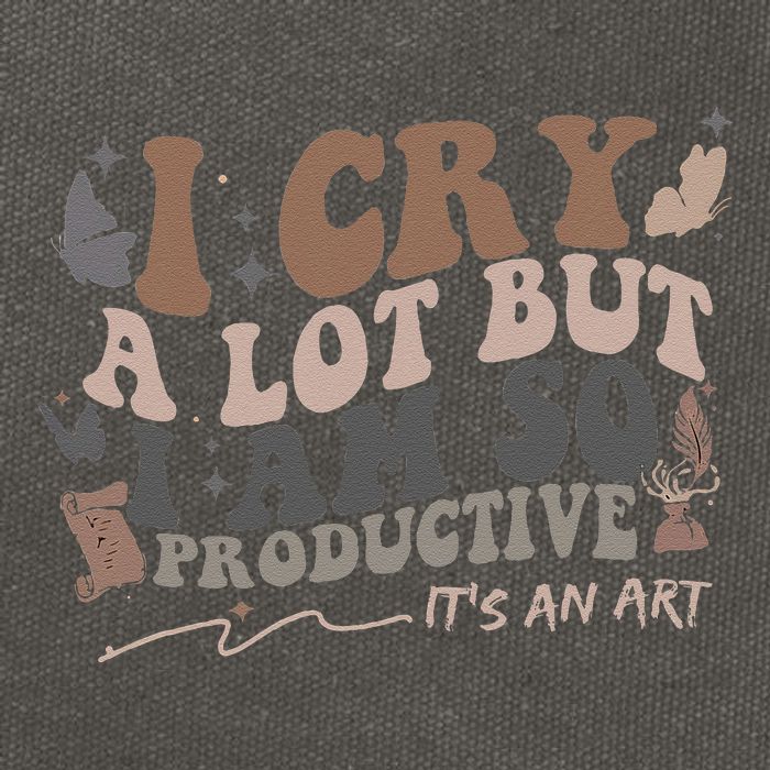 Retro I Cry A Lot But I Am So Productive Funny Trending Meme Cotton Canvas Backpack
