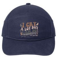 Retro I Cry A Lot But I Am So Productive Funny Trending Meme 7-Panel Snapback Hat
