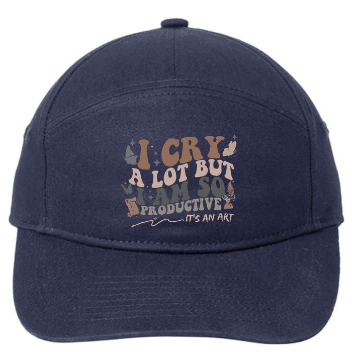 Retro I Cry A Lot But I Am So Productive Funny Trending Meme 7-Panel Snapback Hat