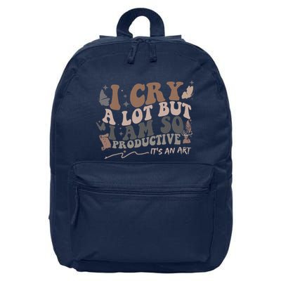 Retro I Cry A Lot But I Am So Productive Funny Trending Meme 16 in Basic Backpack