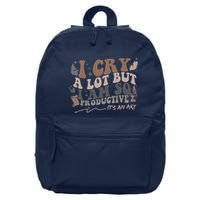 Retro I Cry A Lot But I Am So Productive Funny Trending Meme 16 in Basic Backpack