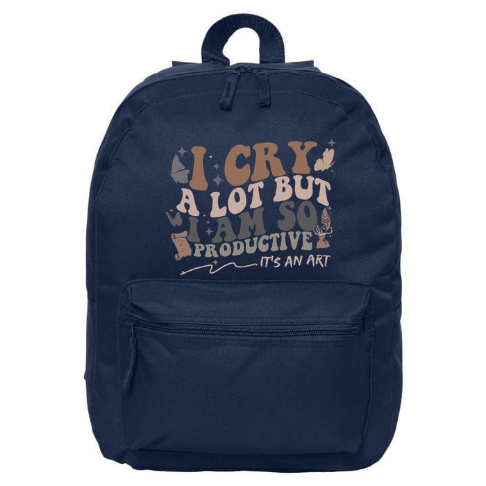 Retro I Cry A Lot But I Am So Productive Funny Trending Meme 16 in Basic Backpack