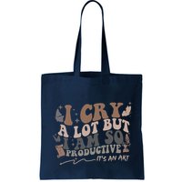 Retro I Cry A Lot But I Am So Productive Funny Trending Meme Bag