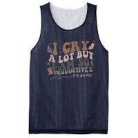 Retro I Cry A Lot But I Am So Productive Funny Trending Meme Mesh Reversible Basketball Jersey Tank