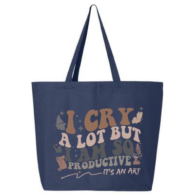 Retro I Cry A Lot But I Am So Productive Funny Trending Meme 25L Jumbo Tote