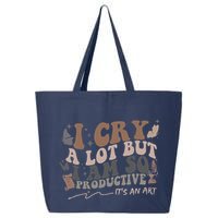 Retro I Cry A Lot But I Am So Productive Funny Trending Meme 25L Jumbo Tote