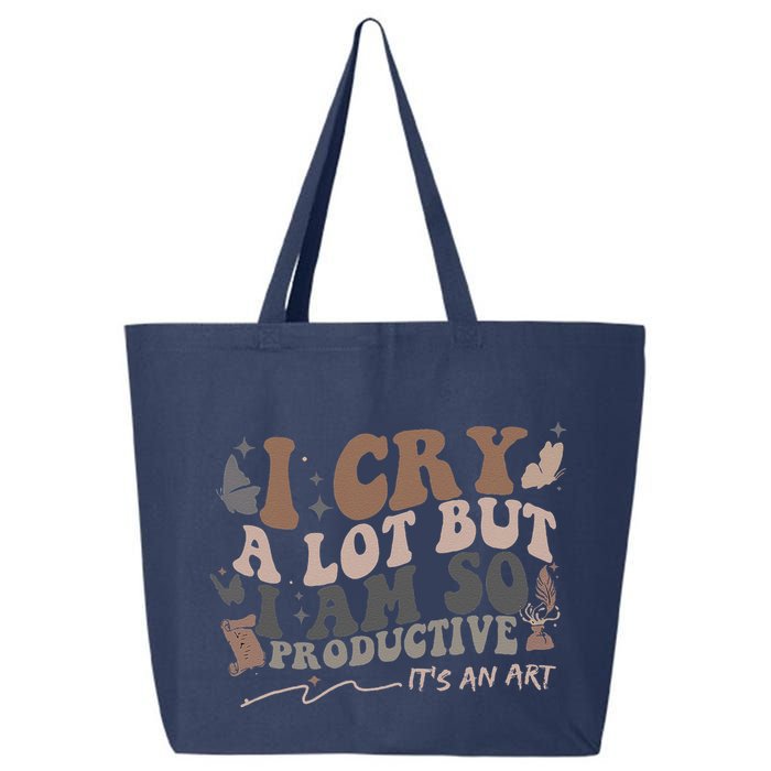 Retro I Cry A Lot But I Am So Productive Funny Trending Meme 25L Jumbo Tote