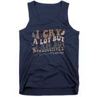 Retro I Cry A Lot But I Am So Productive Funny Trending Meme Tank Top