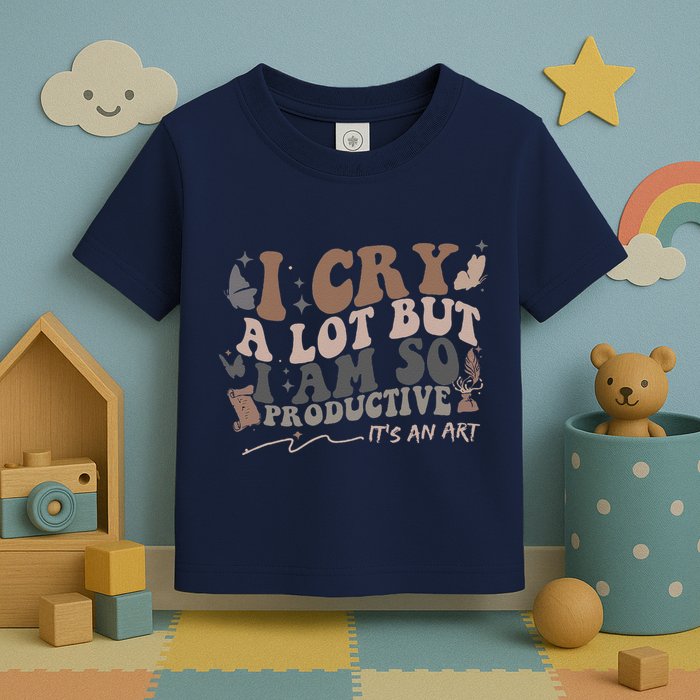 Retro I Cry A Lot But I Am So Productive Funny Trending Meme Toddler T-Shirt