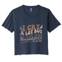Retro I Cry A Lot But I Am So Productive Funny Trending Meme Crop Top