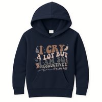 Retro I Cry A Lot But I Am So Productive Funny Trending Meme Kids Hoodie