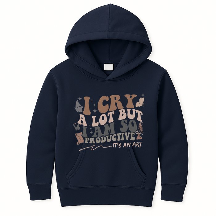 Retro I Cry A Lot But I Am So Productive Funny Trending Meme Kids Hoodie