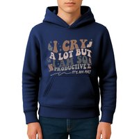 Retro I Cry A Lot But I Am So Productive Funny Trending Meme Kids Hoodie