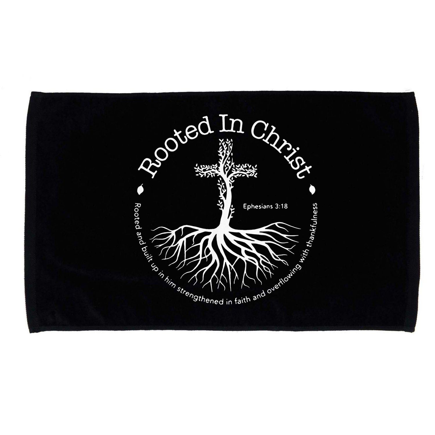 Rooted In Christ Jesus Cross Pray Bible Verse Christian Microfiber Hand Towel
