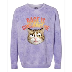 Rage Is Consuming Me Cat Colorblast Crewneck Sweatshirt