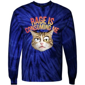 Rage Is Consuming Me Cat Tie-Dye Long Sleeve Shirt