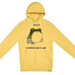 Rage Is Consuming Me Meme Frog Meme Premium Pullover Hoodie