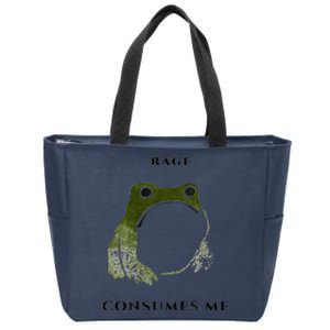 Rage Is Consuming Me Meme Frog Meme Zip Tote Bag