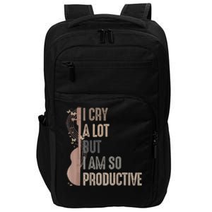 Retro I Cry A Lot But I Am So Productive Funny Trending Meme Impact Tech Backpack