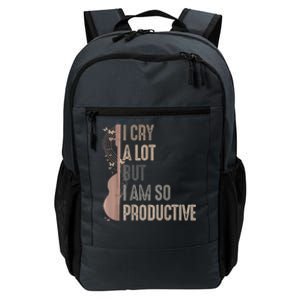 Retro I Cry A Lot But I Am So Productive Funny Trending Meme Daily Commute Backpack