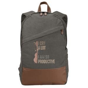 Retro I Cry A Lot But I Am So Productive Funny Trending Meme Cotton Canvas Backpack