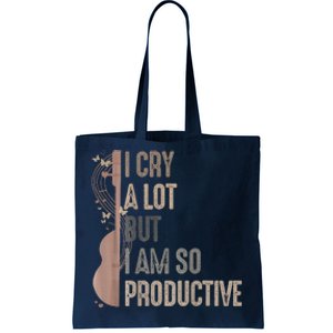 Retro I Cry A Lot But I Am So Productive Funny Trending Meme Tote Bag