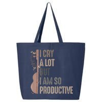 Retro I Cry A Lot But I Am So Productive Funny Trending Meme 25L Jumbo Tote