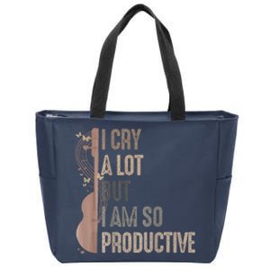 Retro I Cry A Lot But I Am So Productive Funny Trending Meme Zip Tote Bag