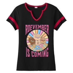 Roevember Is Coming Feminist Vote Flower Floral Ladies Halftime Notch Neck Tee