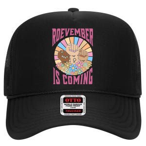 Roevember Is Coming Feminist Vote Flower Floral High Crown Mesh Back Trucker Hat