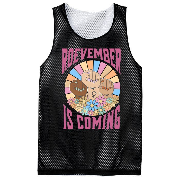 Roevember Is Coming Feminist Vote Flower Floral Mesh Reversible Basketball Jersey Tank