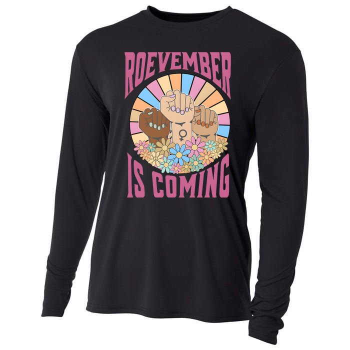 Roevember Is Coming Feminist Vote Flower Floral Cooling Performance Long Sleeve Crew