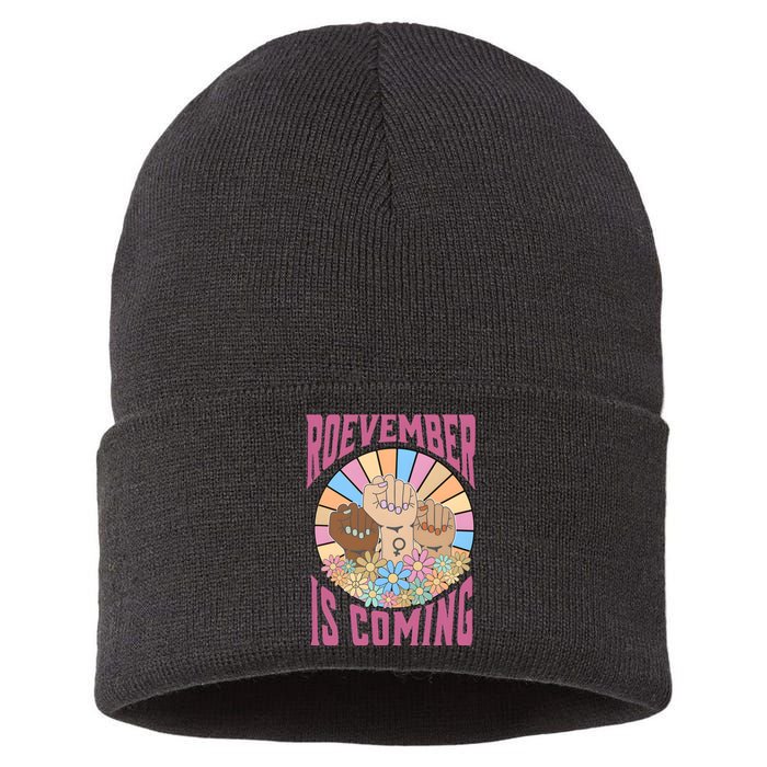 Roevember Is Coming Feminist Vote Flower Floral Sustainable Knit Beanie