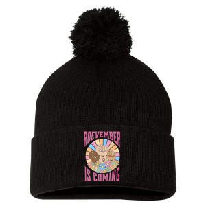 Roevember Is Coming Feminist Vote Flower Floral Pom Pom 12in Knit Beanie