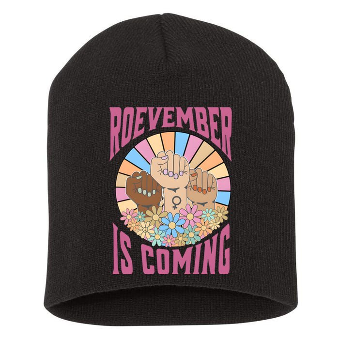 Roevember Is Coming Feminist Vote Flower Floral Short Acrylic Beanie