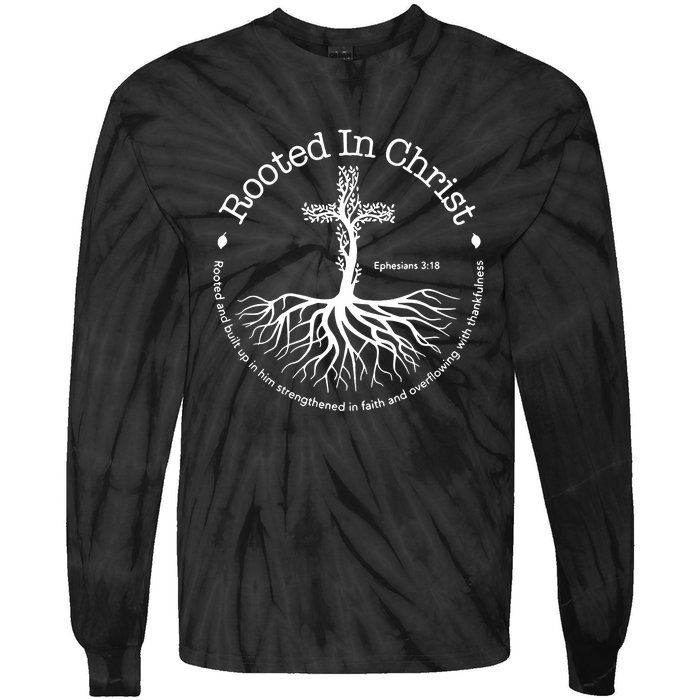 Rooted In Christ Cross Pray God Bible Verse Christian Tie-Dye Long Sleeve Shirt